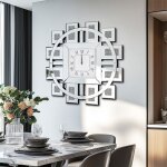 Horloge murale design moderne - 60cm diamant pendule murale gomtrique silencieuse grande cristal montre ...