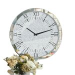 Horloge murale en diamant �cras� de 60 cm fini argent �l�gant mouvement � quartz 600x600mm