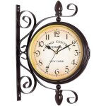 Horloge murale double face style rtro fer forg chiffres arabes jardin / gare