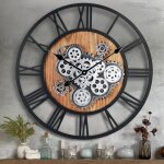 Horloge murale - engrenages - 57 cm - noir - chiffres romains - steampunk Horloge murale - engrenages - 57 cm - noir - chiffres romains - steampunk