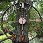 Horloge murale - jardin - grande horloge  chiffres romains - fer - tanche - silencieuse