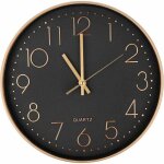 Horloge murale - jiangzha - mod�le silencieux - 25cm - or rose - cadran noir