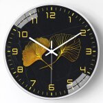 Horloge murale moderne 20cm - or et noir dcoration de salle de bain - pendules silencieuse pour salon ...