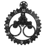 Horloge murale moderne 3d à engrenage rotatif calendrier mécanique roue noire Horloge murale moderne 3d à engrenage rotatif calendrier mécanique roue noire