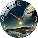 Horloge murale moderne silencieuse 30cm verre salon cuisine merveilles mer