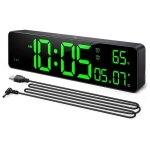 Horloge murale num�rique grand affichage avec heure date temp�rature r�veil num�rique led avec snooze ...