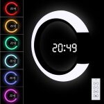 Horloge murale num�rique led avec t�l�commande aliment�e par usb temp�rature 12 / 24 heures 3 luminosit� ...