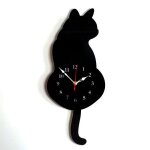 Horloge murale  pendule crative en forme de chat dcorative en acrylique avec queue pivotante mouvement ...