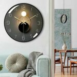 Horloge murale radio - pilote avec dtecteur dobscurit - 4 led bleues et 3 modes dclairage (30cm)