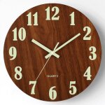 Horloge murale ronde en bois fluorescente - design lumineux et silencieux parfaite pour décorer cuisine ... Horloge murale ronde en bois fluorescente - design lumineux et silencieux parfaite pour décorer cuisine ...