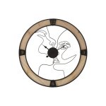 Horloge murale ronde en m�tal et bois noir et brun � 60x3 cm