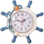 Horloge murale de roue de bateauhorloges en forme de volant de bateau en boismontre murale d�corative ...