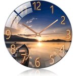 Horloge murale verre moderne silencieuse  quartz 26cm rond grand pendule mute mur clocks fonctionnant ...