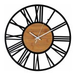 Horloge murale vintage industrielle en bois noir silencieuse diamtre 40 cm design lgant couleurs multiples ...