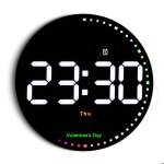 Horloge numrique murale 25cm led - aiguille seconde colore / date / temprature - pour bureau maison ...