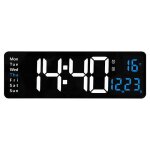 Horloge numrique murale - lakdd - grande - bleu glacier - luminosit rglable - design contemporain