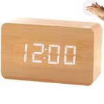 Horloge - r�veil num�rique en bois - date 12 / 24 heures - �clairage led