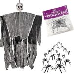 Horrible récolteur dhalloween : décoration terrifiante avec araignées et toile daraignée Horrible récolteur dhalloween : décoration terrifiante avec araignées et toile daraignée
