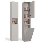 Horti - meuble salle de bain avec panier  linge - 31x30x174 cm - colonne rangement sdb - beige