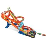 Hot wheels - circuit rallye des montagnes russes avec 5 vhicules