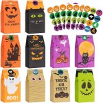 Hotsan lot de 80 sacs de friandises dhalloween et 84 autocollants Hotsan lot de 80 sacs de friandises dhalloween et 84 autocollants