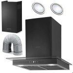 Hotte chemin�e 60 cm - janshop - noir - mod�le bt - 217 - verre tremp� - acier inoxydable - �clairage ...