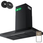 Hotte aspirante 90 cm a + + + app contr�le 650m3 / h booster led r�glable commande tactile noire ciarra ...