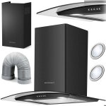 Hotte de cuisine chemin�e - janshop - 60 cm - mod�le bt - 201 - verre tremp� - acier inoxydable - noir ...