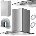 Hotte aspirante chemin�e - janshop - bt - 202 - 60 cm - acier inoxydable - verre tremp� - �clairage led ...