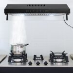 Hotte aspirante encastrable 60 cm extra plate en acier inoxydable 3 niveaux de commande tactile puissance ...