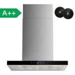 Hotte aspirante firegas 60 cm commande tactile 650 m� / h 3 vitesses classe a + + led avec filtre � charbon ...
