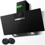 Hotte aspirante 60cm - hotte de cuisine inclin� - 800 m� / h - 2 filtres � charbon - recyclage & evacuation ...