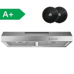 Hotte aspirante sous meuble firegas 60 cm en inox ? 250 m� / h ? �vacuation ou recyclage ? classe a + ...
