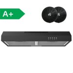 Hotte aspirante sous meuble firegas 60 cm noir ? 250 m� / h ? �vacuation ou recyclage ? classe a +