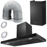 Hotte chemin�e 90 cm - janshop - noir - acier inoxydable - berdsen be - 90s - 160 w - 750 m3 / h - �vacuation ...