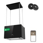 Hotte ilot a + + + app contrle 700m3 / h / h booster 59db 2pcs filtre au charbon hotte  recyclage noir ...