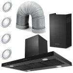 Hotte îlot - berdsen - be - 90e - 90 cm - noir - acier inoxydable Hotte îlot - berdsen - be - 90e - 90 cm - noir - acier inoxydable