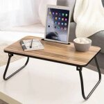Excellent houseware table de lit pliable naturel et noir 447447