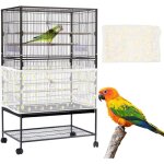 Housse pour cage � oiseaux ? filet blanc � marguerites cordon de serrage ? circonf�rence 220 cm ? anti ...
