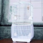 Housse pour cage oiseaux maille couverture protection cage oiseaux perruches canaris attrape graine blanc ...
