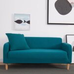 Housse de canape de 2 places epaisse couleur unie pour longueur de 145 - 185 cm bleu vert Housse de canape de 2 places epaisse couleur unie pour longueur de 145 - 185 cm bleu vert