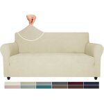 Housse de canapé 3 places avec accoudoirs housse canapé extensible protection canape chien beige Housse de canapé 3 places avec accoudoirs housse canapé extensible protection canape chien beige
