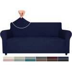 Housse de canapé 3 places avec accoudoirs housse canapé extensible protection canape chien bleu Housse de canapé 3 places avec accoudoirs housse canapé extensible protection canape chien bleu