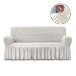 Housse de canap� - ivoire - 3 places - extensible - 85% polyester - design contemporain