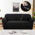 Housse de canap avec accoudoirs 3 places extensible impermable noir fonc