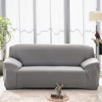 Housse de canap� extensible 2 places 145 - 185cm ligne grise avec accoudoirs salon rev�tement spandex ...