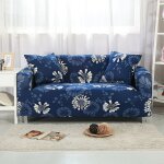 Housse de canap extensible 2 place couverture canap avec accoudoirs chrysanthme bleu fonc[sft83]