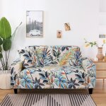 Housse de canap extensible 2 place couverture canap avec accoudoirs feuille style aquarelle[sft62]
