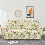 Housse de canap extensible 2 place couverture canap avec accoudoirs fleurs vert[sft96]