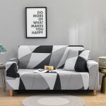 Housse de canap extensible 2 place couverture canap avec accoudoirs gomtrie gris clair[sft22]